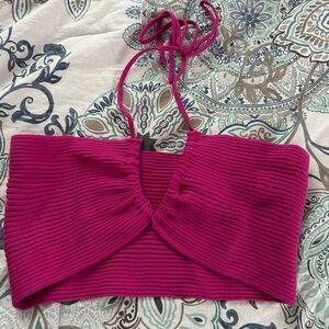 SHEIN Fuchsia Ribbed Crop Top
